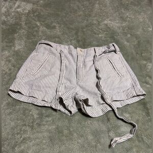 American Eagle Outfitters Blue and White Striped High Waist Shorts